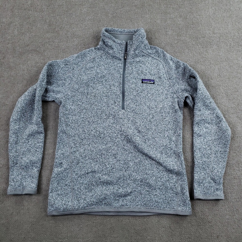 Patagonia Jacket Womens Medium Gray Better Sweater 1/4 Zip Pockets Pullover